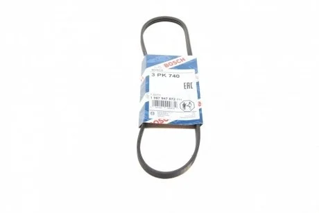 Ремінь генератора Renault Clio/Kangoo 1.2 98- (3PK740) BOSCH 1 987 947 572