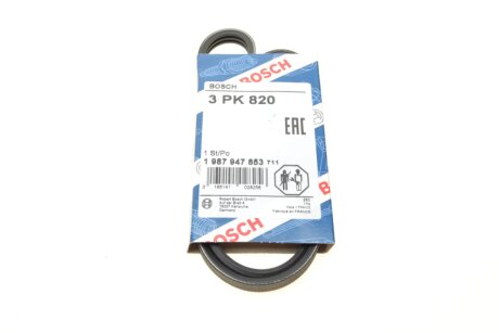 Ремінь генератора Ford Sierra 1.8TD 88-93/Subaru Justy 1.3GX 95-03 (3PK820) BOSCH 1 987 947 853