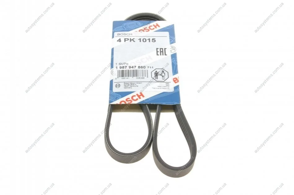 Ремінь генератора Renault Mascott 99-05/Iveco Daily 99-06/Mazda 323 89-96/MX-3 93-98 (4PK1015) BOSCH 1 987 947 860 (фото 1)