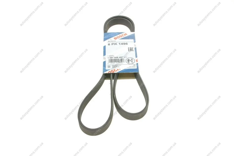 Ремінь генератора Mitsubishi L200 2.5DI-D 05-15 (6PK1496) BOSCH 1 987 948 497 (фото 1)
