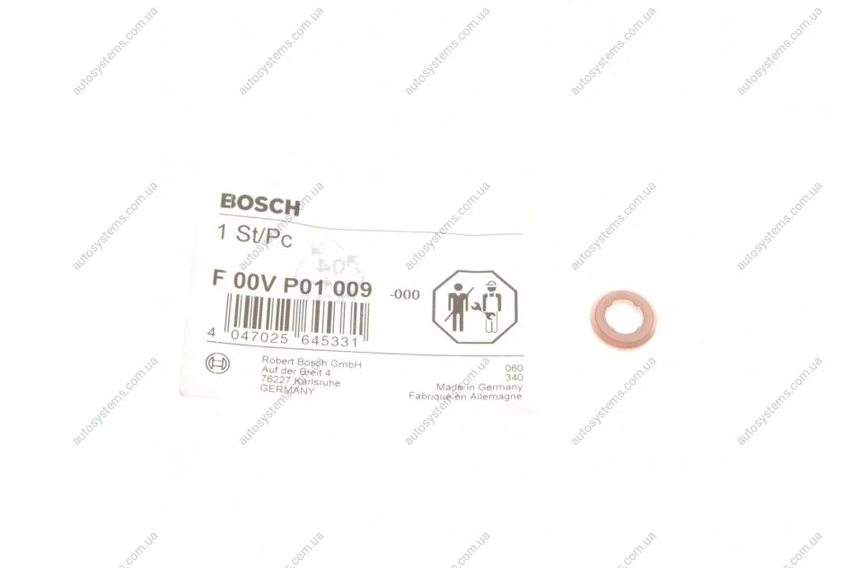 Шайба під форсунку VW Touareg 3.0 V6/4.2 V8 TDI/Audi A4/A6/A7 3.0TDI 08- BOSCH F 00V P01 009 (фото 1)