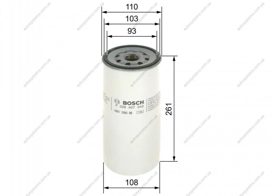 Фильтр масляний BOSCH F 026 407 043 (фото 1)