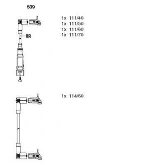 Проводи запалювання VW Polo 1.0-1.6 i 93-02/Golf 1.3-1.6 83-97/Seat Ibiza 1.5-1.6 03-09 (к-кт) BREMI 539