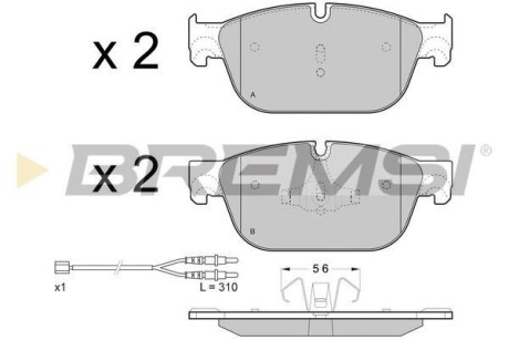 Тормозные колодки дисковые, комплект BREMSI BP3432