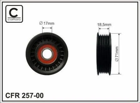 Ролик натяжной ремня поликлинового (приводного) CAFFARO 257-00