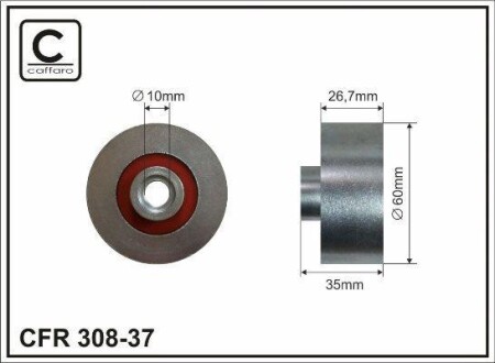 Ролик натяжной ремня поликлинового (приводного) CAFFARO 308-37