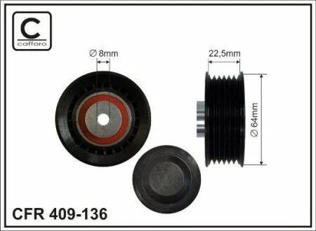 Ролик натяжной ремня поликлинового (приводного) CAFFARO 409-136