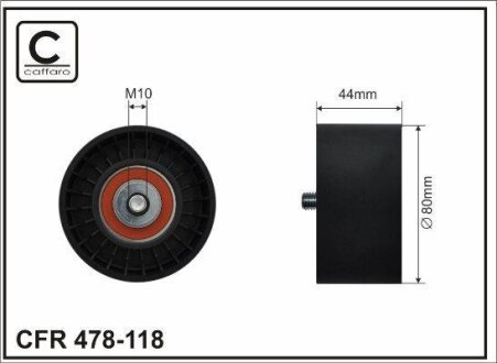 Ролик натяжного механізму поліклинового ремня mercedes actros/mp2/mp3 om541.920-om542.962 04.96- 80x CAFFARO 478118