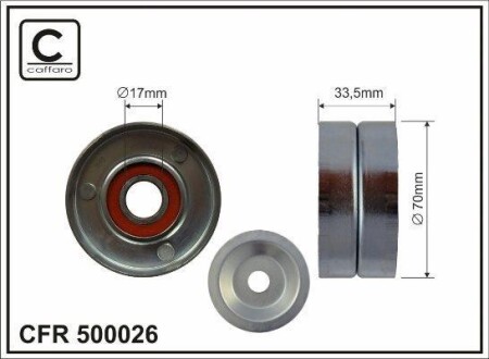 Ролик натяжной ремня поликлинового (приводного) CAFFARO 500026