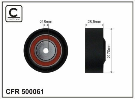 Ролик натяжной ремня поликлинового (приводного) CAFFARO 500061