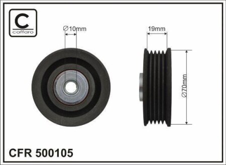 Ролик натяжной ремня поликлинового (приводного) CAFFARO 500105