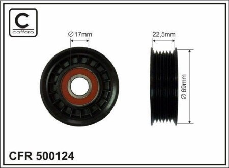 Ролик натяжной ремня поликлинового (приводного) CAFFARO 500124