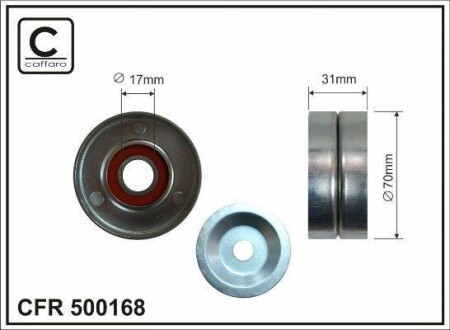 Ролик натяжной ремня поликлинового (приводного) CAFFARO 500168