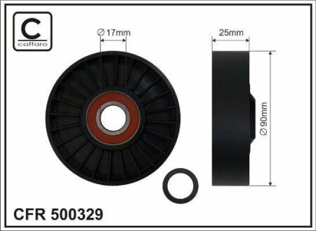 Ролик натяжной ремня поликлинового (приводного) CAFFARO 500329