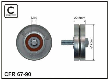 Ролик натяжной ремня поликлинового (приводного) CAFFARO 67-90