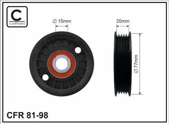 Ролик 77X20.5X15 полiклинового паска VW Passat CAFFARO 8198 (фото 1)