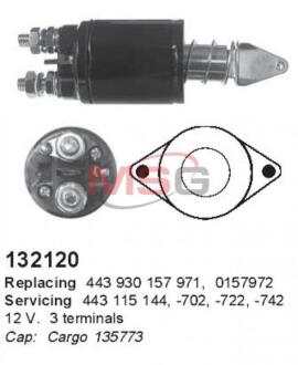 Реле стартера втягивающее CARGO 132120