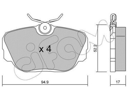 Тормозные колодки дисковые, комплект CIFAM 822-042-0