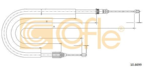 Трос ручника, левый COFLE 10.6699