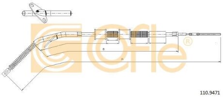 Трос ручника, правый COFLE 10.9471