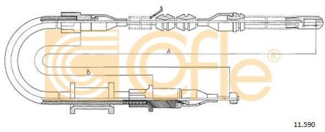 Трос ручника, правый COFLE 11.590