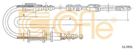 Трос ручника, правый COFLE 11.5931