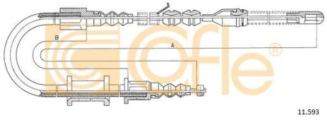 Трос ручника, правый COFLE 11.593