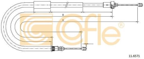 Трос ручника, правый COFLE 11.6571