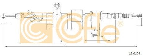 Трос ручника, правый COFLE 12.0104