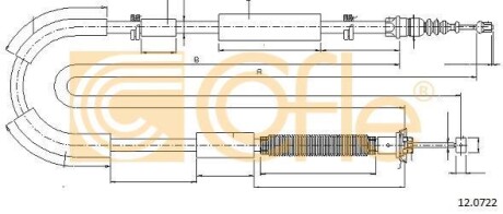 Трос ручника, правый COFLE 12.0722