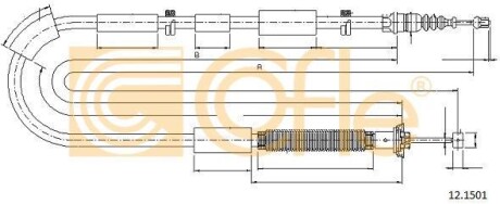 Трос ручника, правый COFLE 12.1501