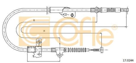 Трос ручника, правый COFLE 17.0244