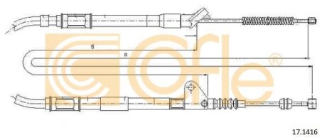 Трос ручника, правый COFLE 17.1416