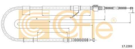 Трос ручника, правый COFLE 17.2283