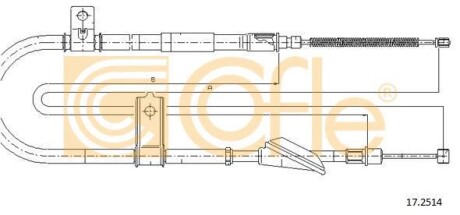 Трос ручника, правый COFLE 17.2514