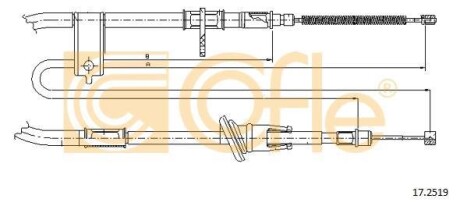 Трос ручника, правый COFLE 17.2519