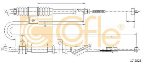 Трос ручника, правый COFLE 17.2523 (фото 1)