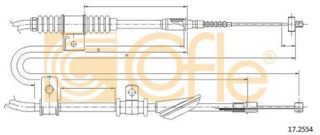 Трос ручника, левый COFLE 17.2554