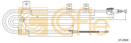 Трос ручника, правый COFLE 17.2563