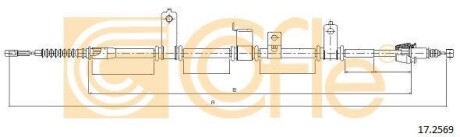 Трос ручника, правый COFLE 17.2569