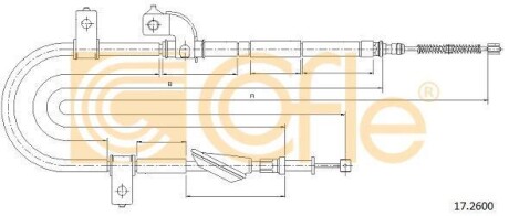 Трос ручника, правый COFLE 17.2600