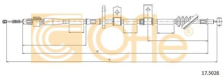 Трос ручника, правый COFLE 17.5028