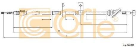 Трос ручника, правый COFLE 17.5050