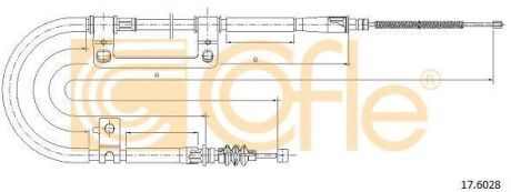 Трос ручника, правый COFLE 17.6028