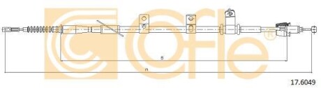 Трос ручника, правый COFLE 17.6049