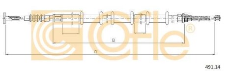 Трос ручника, правый COFLE 491.14