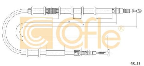 Трос ручника, левый COFLE 491.18