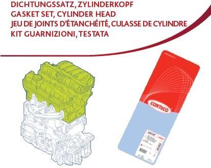 Прокладки ГБЦ, комплект CORTECO 418371P