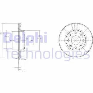 Тормозной диск передний вентилируемый Delphi BG2451