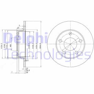 Тормозной диск задний невентилируемый Delphi BG2520